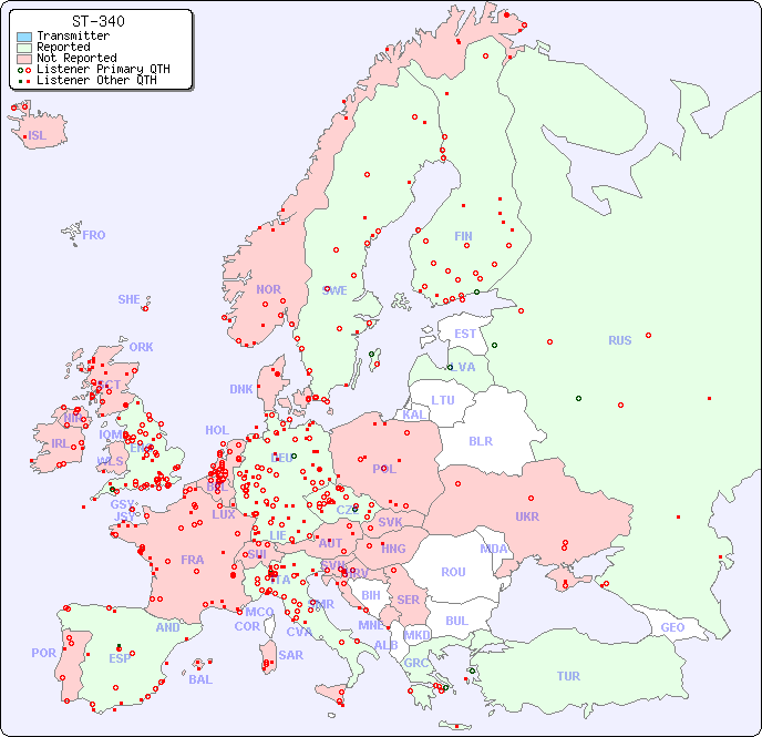 European Reception Map for ST-340