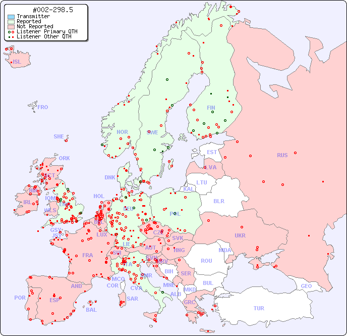 European Reception Map for #002-298.5