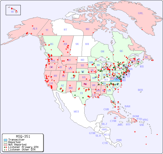 North American Reception Map for MSQ-351
