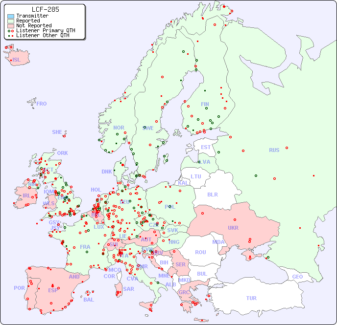 European Reception Map for LCF-285