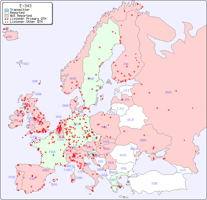 European Reception Map for E-343