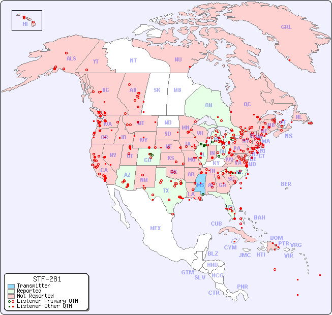 North American Reception Map for STF-281