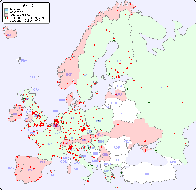 European Reception Map for LCA-432