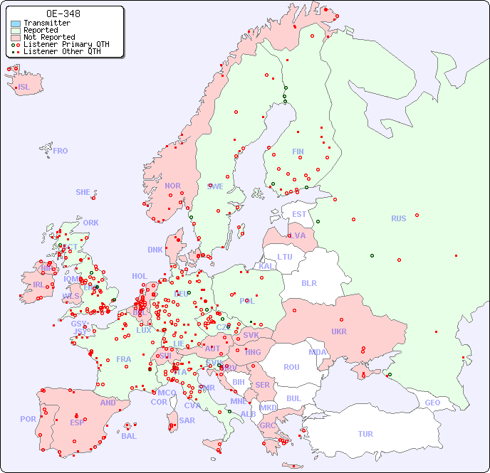 European Reception Map for OE-348
