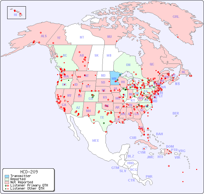 North American Reception Map for HCD-209