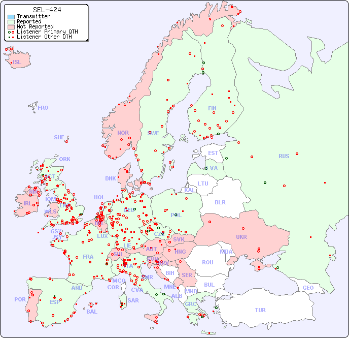 European Reception Map for SEL-424