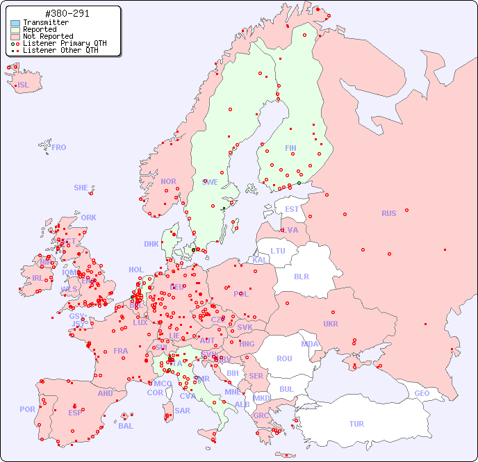 European Reception Map for #380-291