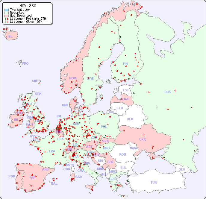 European Reception Map for HAY-350