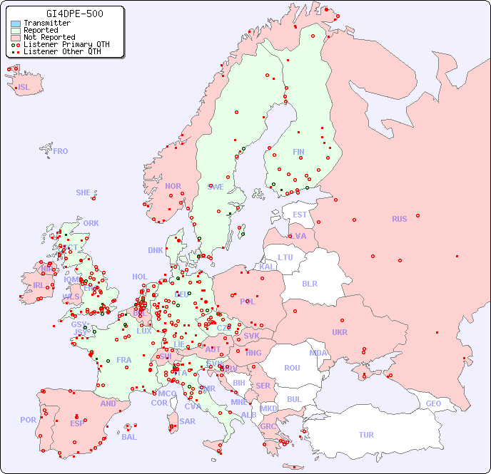 European Reception Map for GI4DPE-500