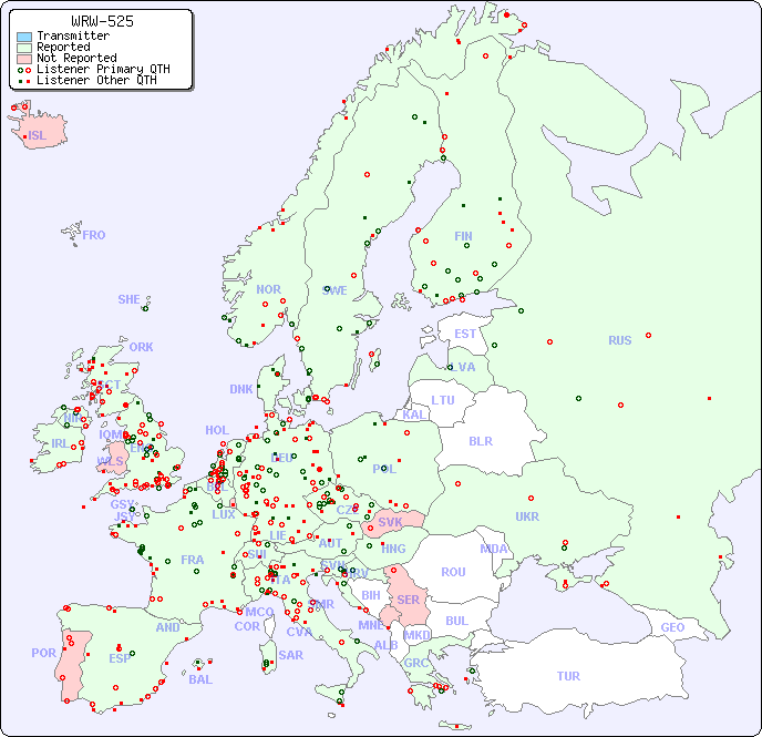 European Reception Map for WRW-525