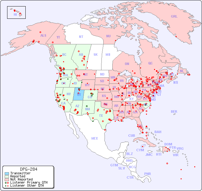 North American Reception Map for DPG-284