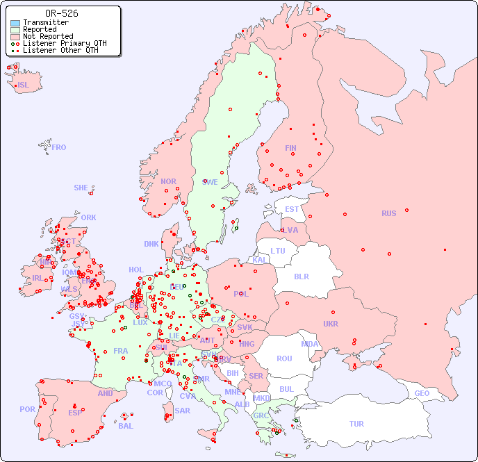 European Reception Map for OR-526