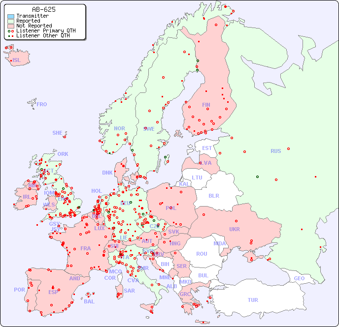 European Reception Map for AB-625