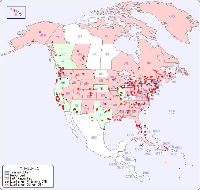 North American Reception Map for MH-284.5