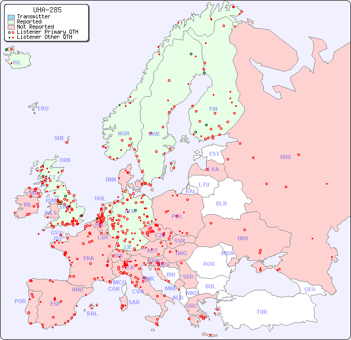European Reception Map for UHA-285