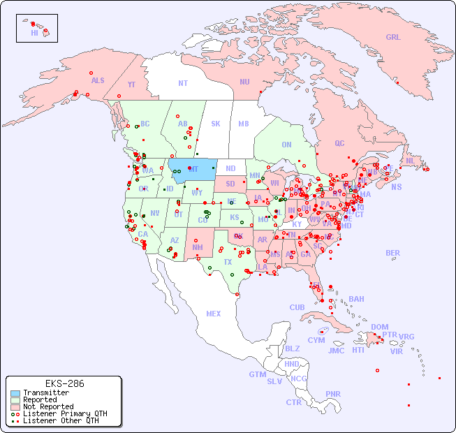 North American Reception Map for EKS-286