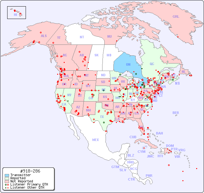 North American Reception Map for #918-286