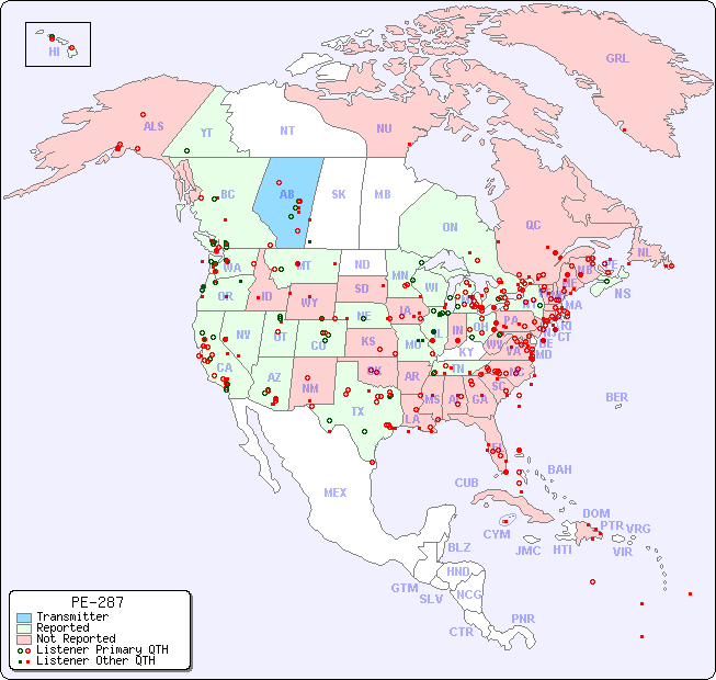 North American Reception Map for PE-287