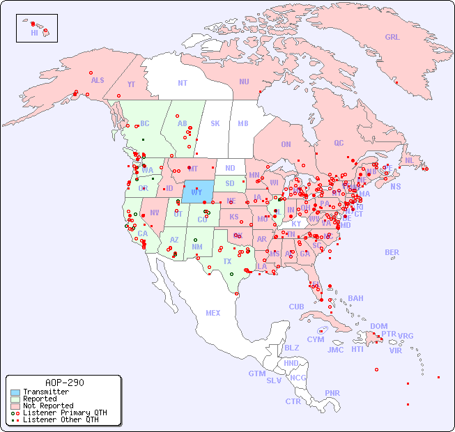 North American Reception Map for AOP-290