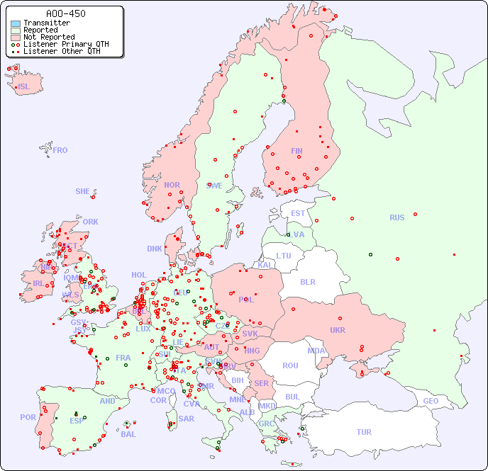 European Reception Map for AOO-450