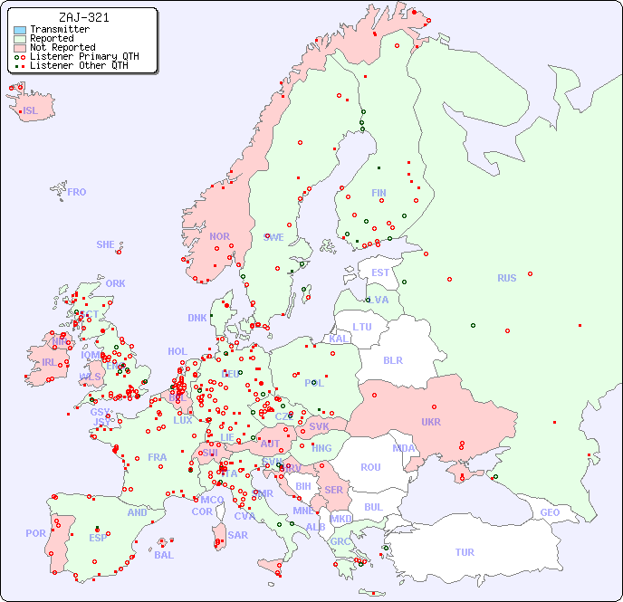 European Reception Map for ZAJ-321