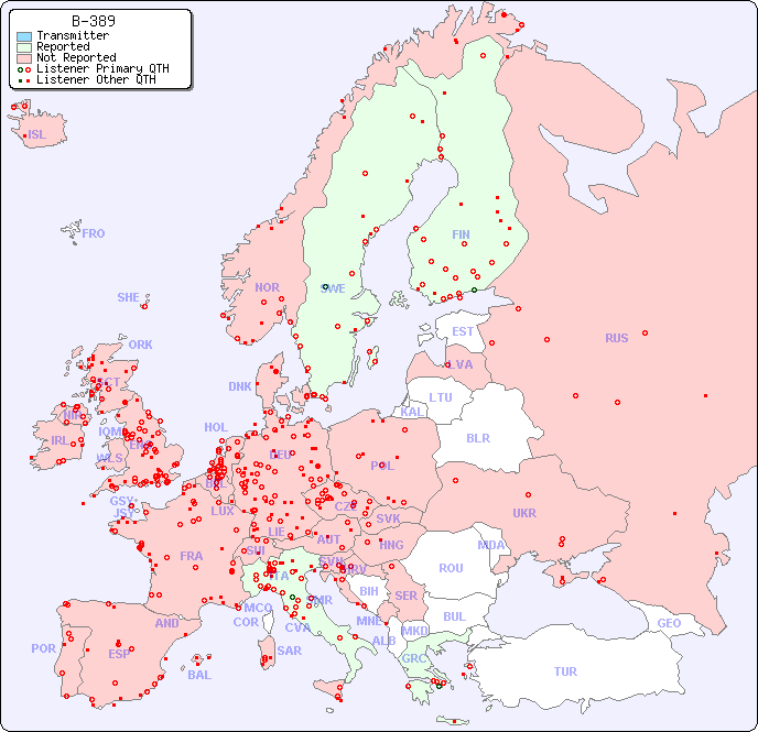 European Reception Map for B-389