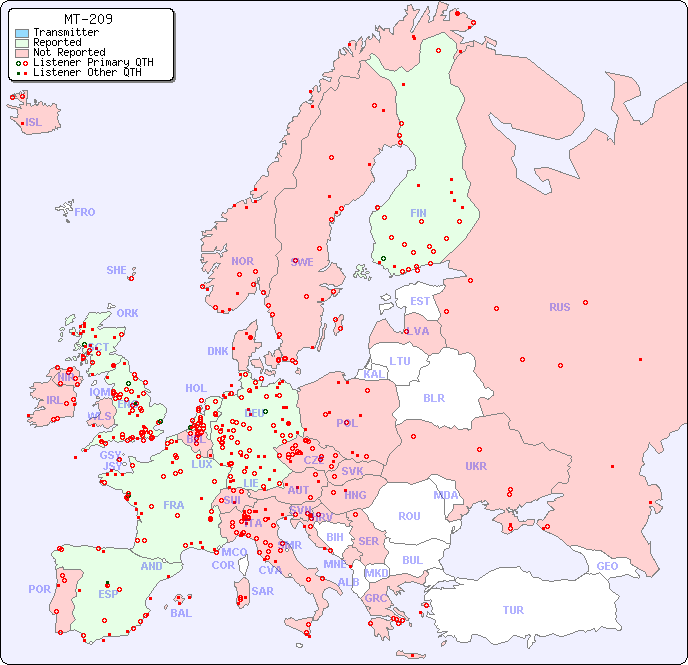 European Reception Map for MT-209
