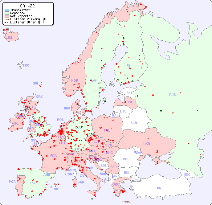 European Reception Map for SA-422