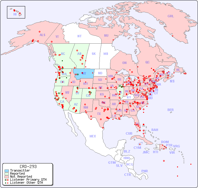 North American Reception Map for CRD-293