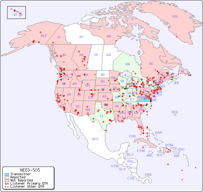 North American Reception Map for NEED-505