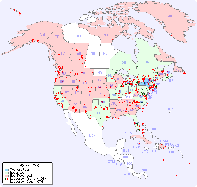 North American Reception Map for #803-293
