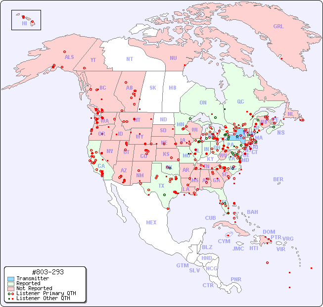 North American Reception Map for #803-293