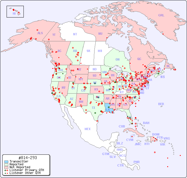 North American Reception Map for #814-293
