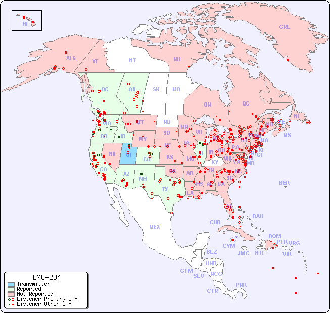 North American Reception Map for BMC-294