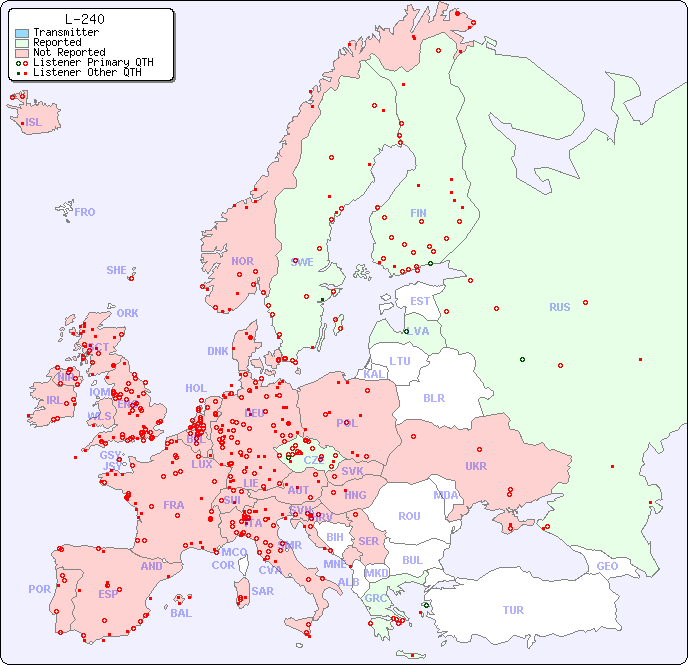 European Reception Map for L-240