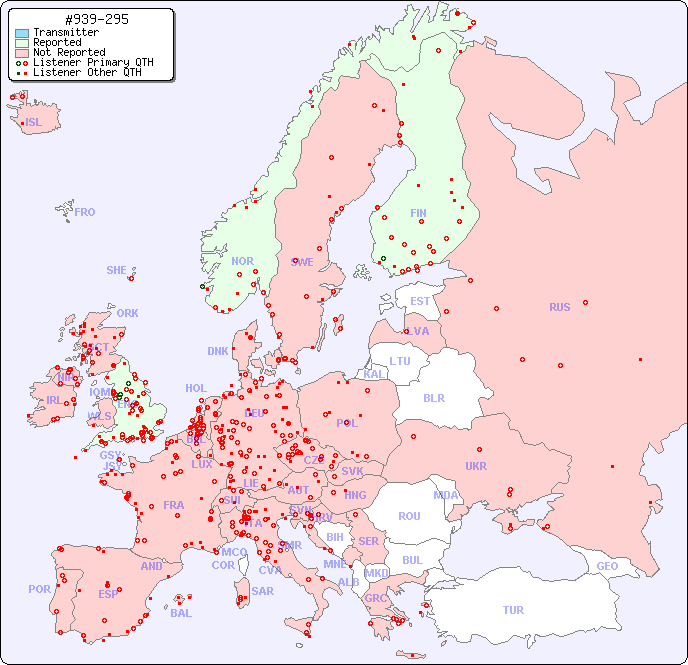 European Reception Map for #939-295