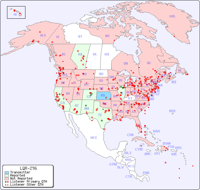 North American Reception Map for LQR-296