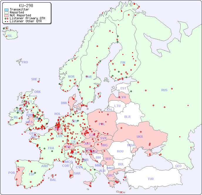 European Reception Map for KU-298