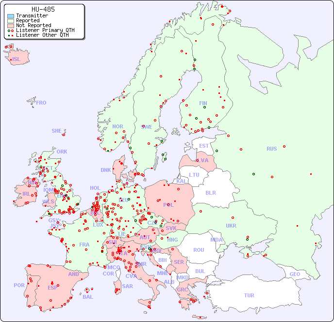 European Reception Map for HU-485