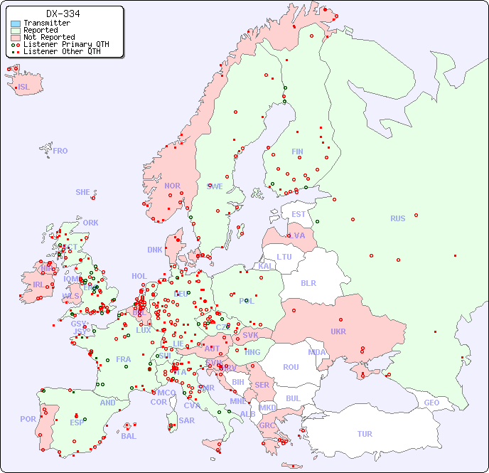 European Reception Map for DX-334