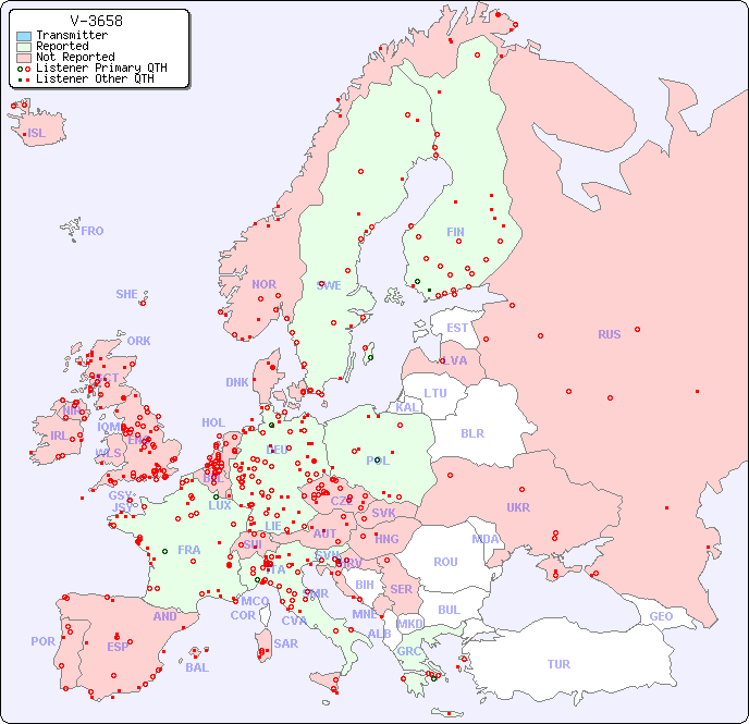 European Reception Map for V-3658