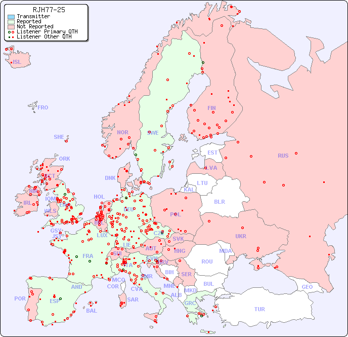 European Reception Map for RJH77-25