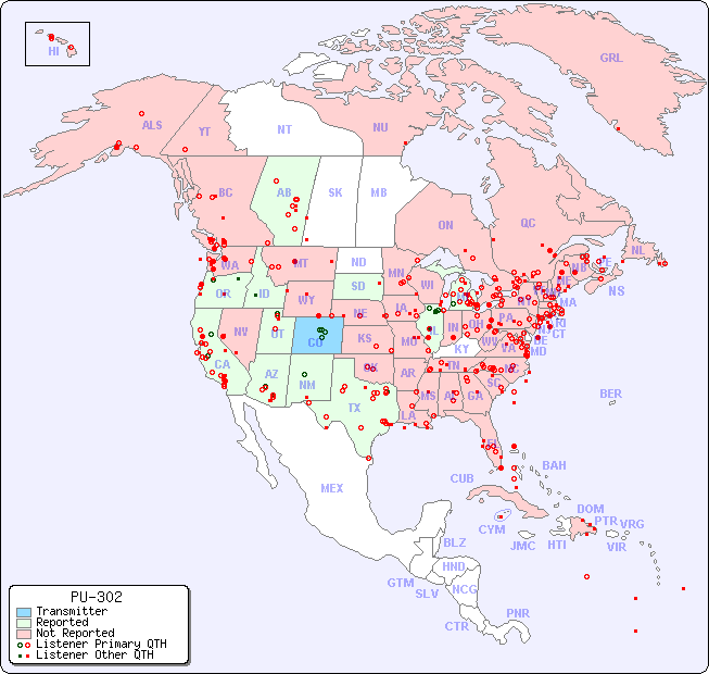 North American Reception Map for PU-302
