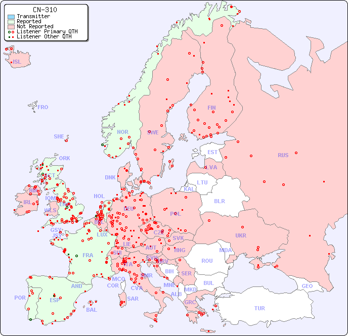 European Reception Map for CN-310