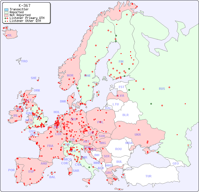 European Reception Map for K-367