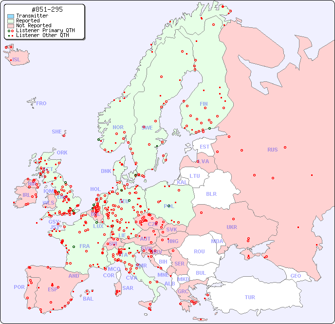 European Reception Map for #851-295