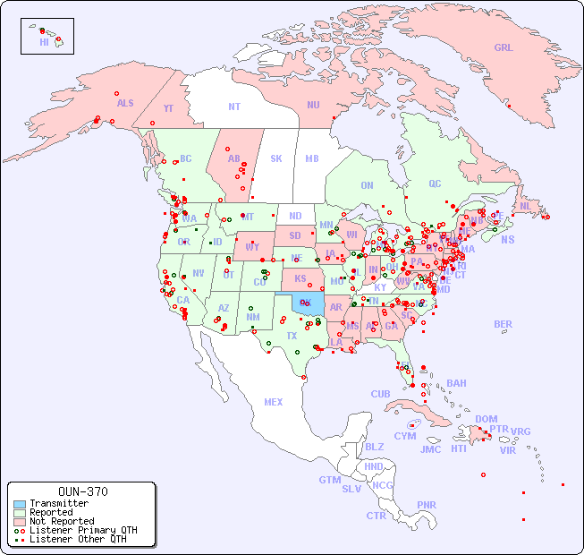 North American Reception Map for OUN-370