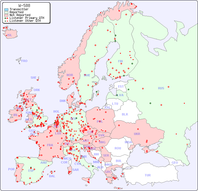 European Reception Map for W-588