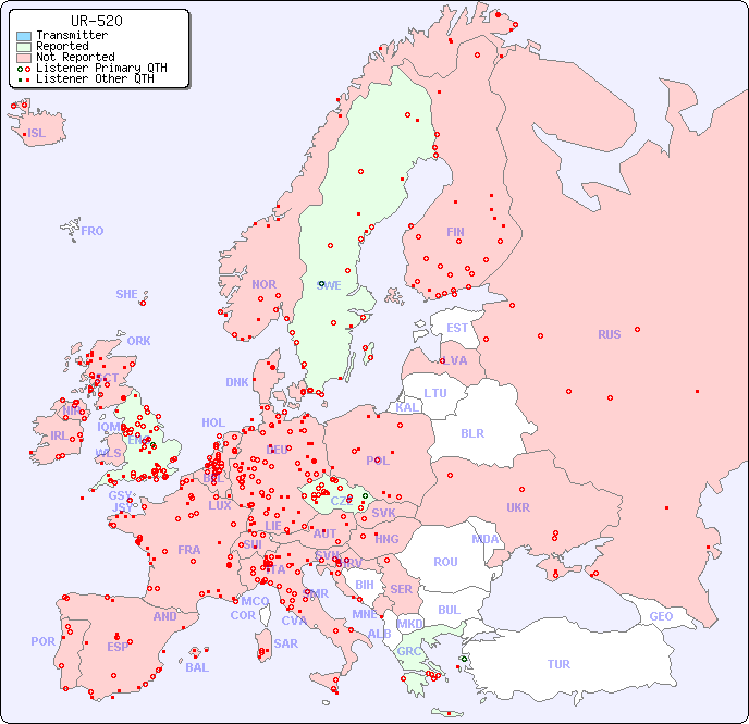 European Reception Map for UR-520