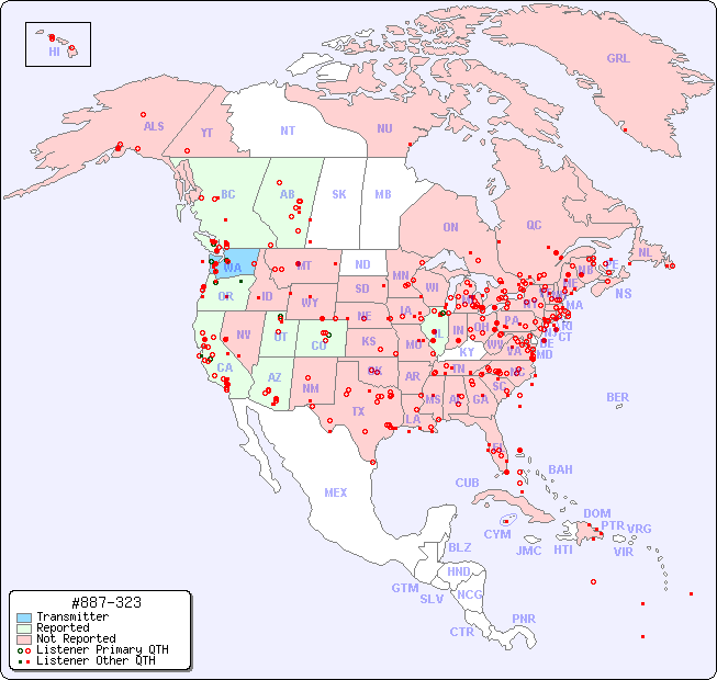 North American Reception Map for #887-323